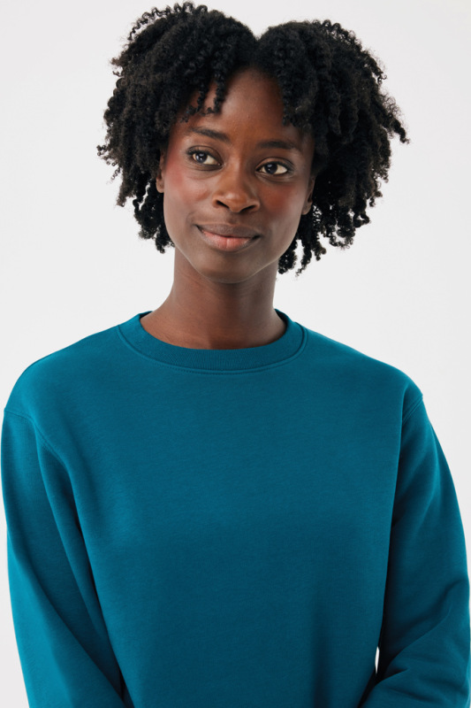 IQONIQ Toria Unisex mikina s okrúhl. výstrihom z rec. bavlny dark teal XXS 8