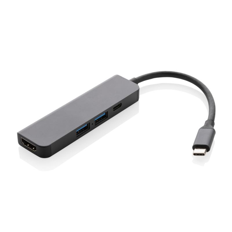 Hub s HDMI vstupom Terra z RCS recykl. hliníka sivá 1