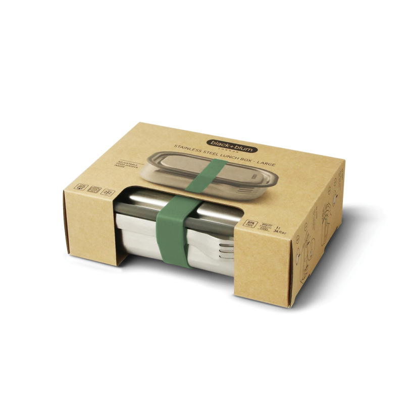 Veľká nerezová krabička na jedlo Black+Blum olivovo zelená 10