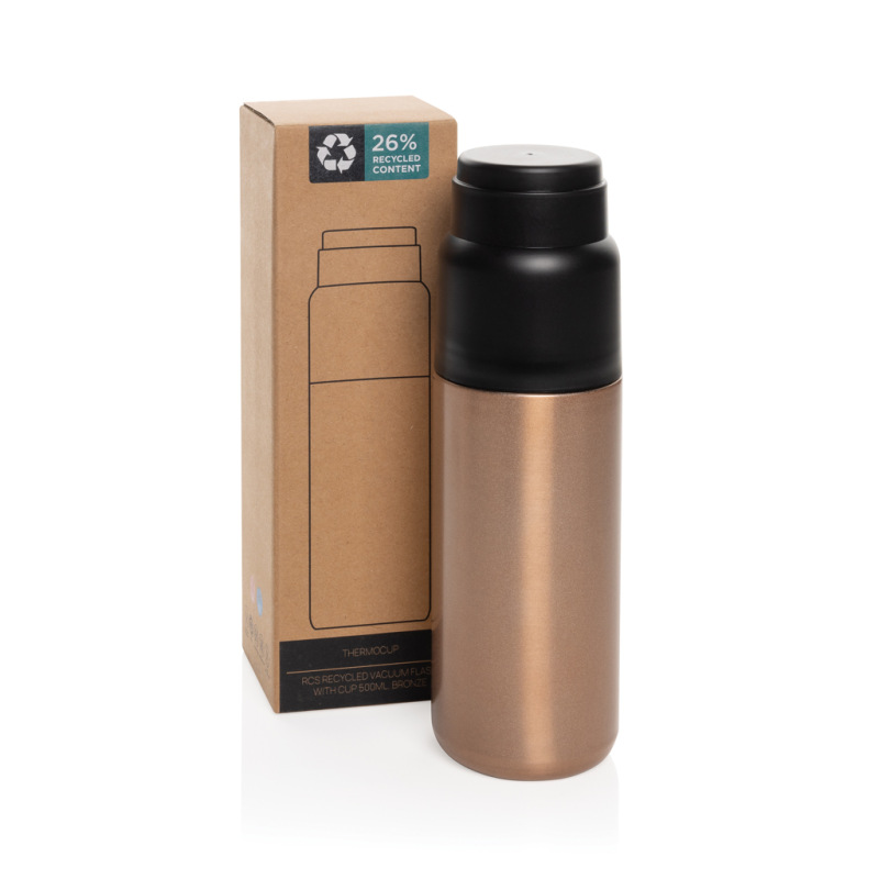 Thermocup RCS termosku z recykl. materiálov s pohárom 500ml bronz 8