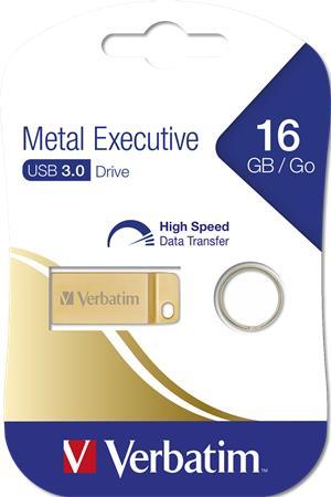 USB kľúč, 16GB, USB 3.0,  VERBATIM "Executive Metal", zlatá