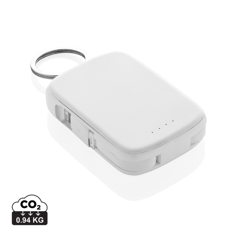 Nexo RCS kľúčenka s powerbankou 2000 mAh a int. káblami biela