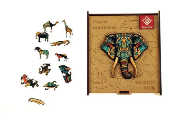Puzzle, drevené, A4, 90 ks, PANTA PLAST "Elephant"