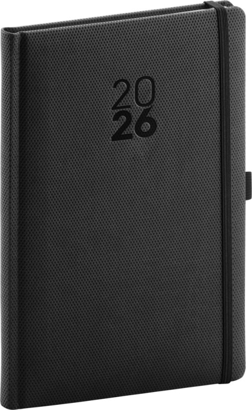 NOTIQUE Týždenný diár Diamante 2026, čierny, 15 x 21 cm