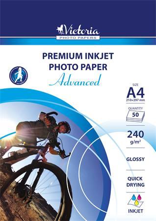 Fotopapier, pre atramentovú tlač, A4, 240 g, vysokolesklý, VICTORIA "Advanced"