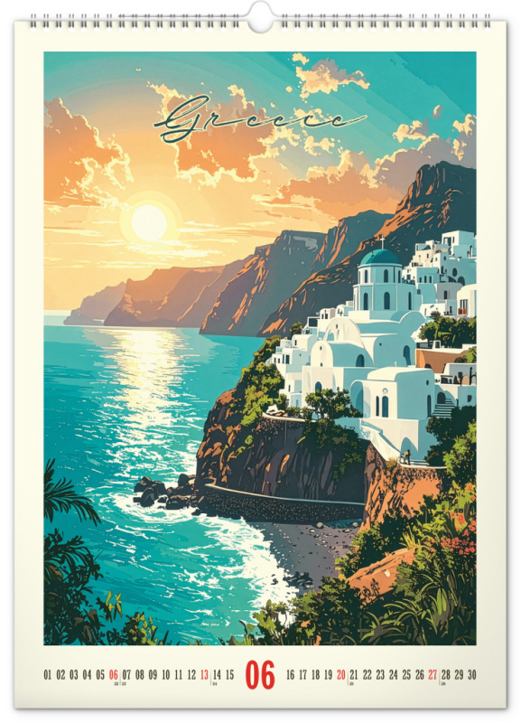 NOTIQUE Nástenný kalendár Vintage plagáty – ďaleké kraje 2027, 33 x 46 cm 6