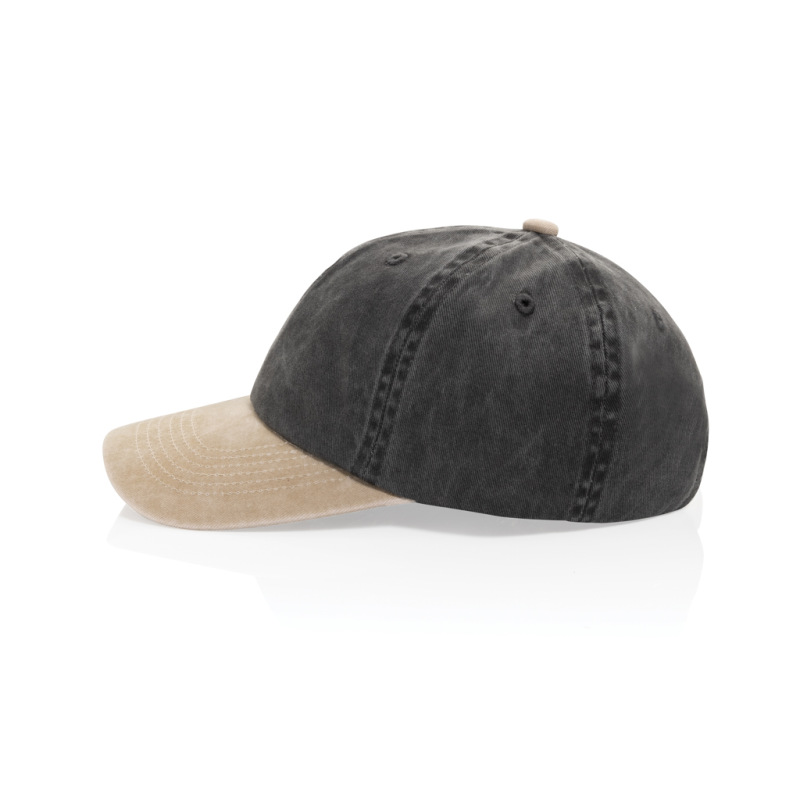 Dvojfarebná šiltovka BEAU AWARE™ Washed, 6 panelov, 270 g/m² čierna 4
