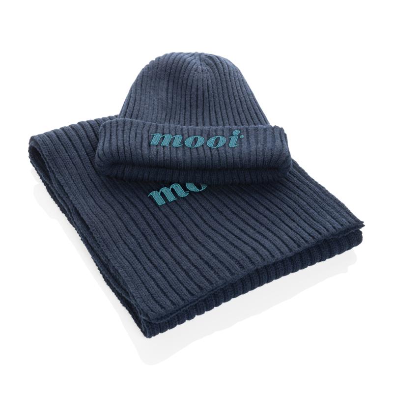 Dvojito pletená beanie čapica Impact z Polylana® AWARE™ námornícka modrá 4