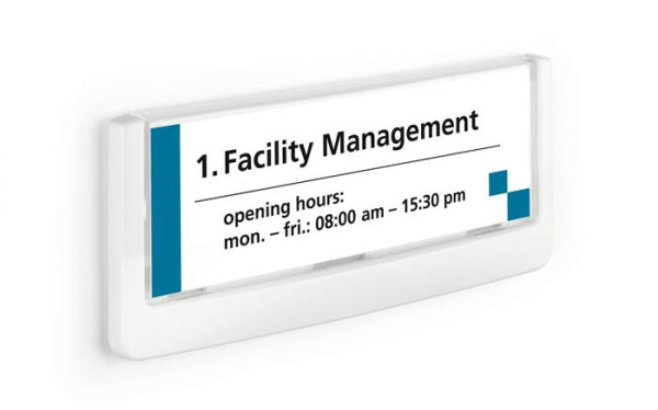 Informačná tabuľka, 149 x 52,5 mm, DURABLE "CLICK SIGN", biela 3