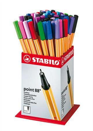 Liner, displej, 0,4 mm, STABILO "Point 88", mix farieb