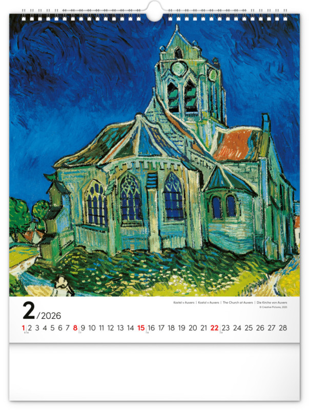 NOTIQUE Nástenný kalendár Vincent van Gogh 2026, 30 x 34 cm 2