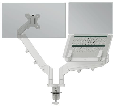 Rameno na monitor a notebook, LEITZ "Ergo Dual", svetlosivá