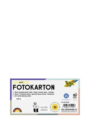Dekoračný kartón, 2 stranný, A4, 300 g, 50 listov, FOLIA, biely 1