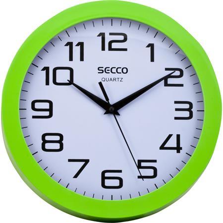 Nástenné hodiny, 24,5 cm, zelený rám, SECCO "Sweep second"
