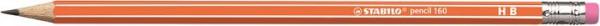 Grafitová ceruzka s gumou, HB, šesťhranná, STABILO "Pencil 160", oranžová