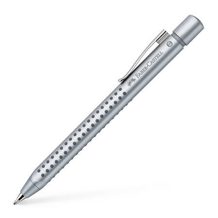 Guľôčkové pero, 0,35 mm, stláčací mechanizmus, FABER-CASTELL "Grip-2011", strieborná