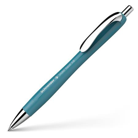 Guľôčkové pero, 0,7 mm, stláčací mechanizmus, SCHNEIDER "Slider Rave XB", tyrkysové 4