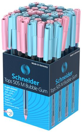 Guľôčkové pero, 0,5 mm, s vrchnákom, SCHNEIDER "Tops 505 M Bubble Gum", modré, limitovaná 5