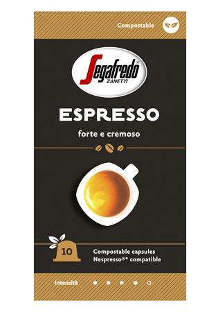 Kávové kapsuly, 10 ks biologicky rozložiteľných kapsúl, SEGAFREDO Espresso - do kávovarov