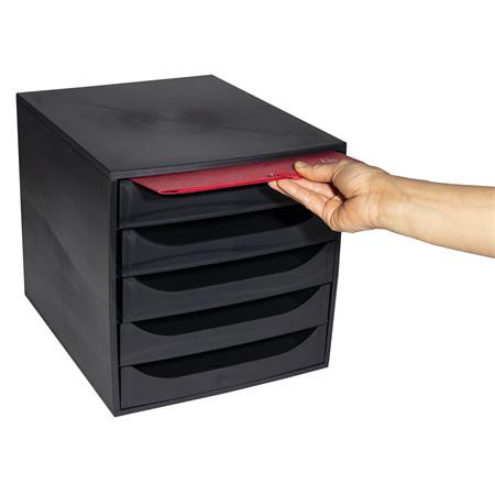 Úložný box na dokumenty, plastový, 5-zásuvkový, EXACOMPTA "Ecobox ExoBlack", čierny 3