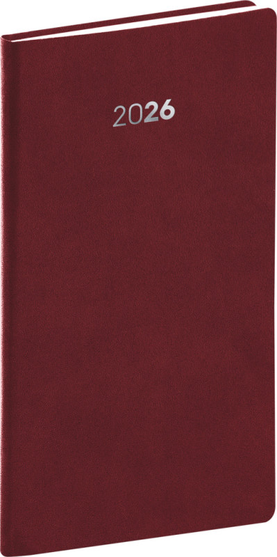 NOTIQUE Vreckový diár Balakon 2026, bordový, 9 x 15,5 cm
