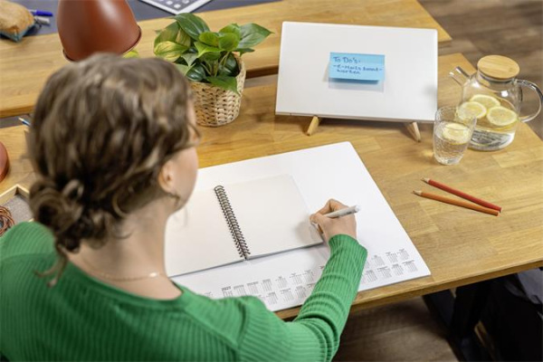 Špirálový zošit, A5, štvorčekový, 80 lap, mäkká obálka, SIGEL "Quicknote", modrý-sivý 4