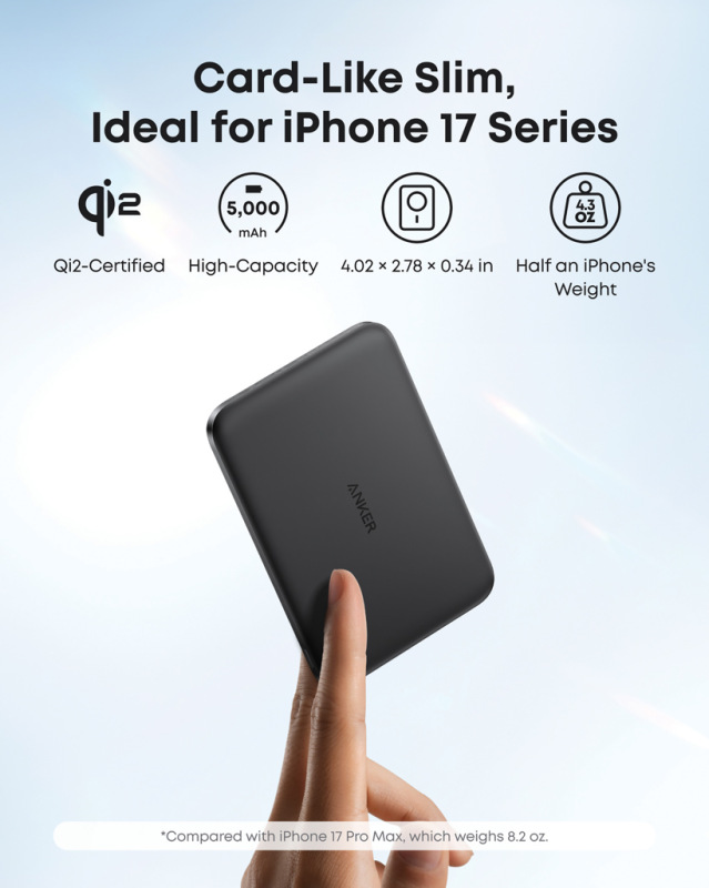 Anker Nano Wireless Power Bank 5K 15 W MagGo Slim Qi2 čierna 5