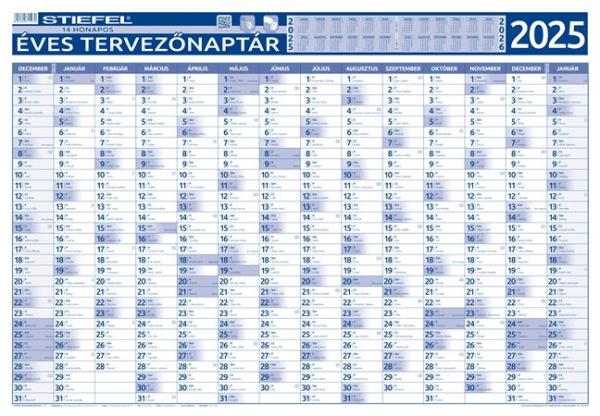 STIEFEL Ročný plánovací a projektový kalendár, dvojstranný, kovová lišta, 70x100 cm, rok 2024 (HU)
