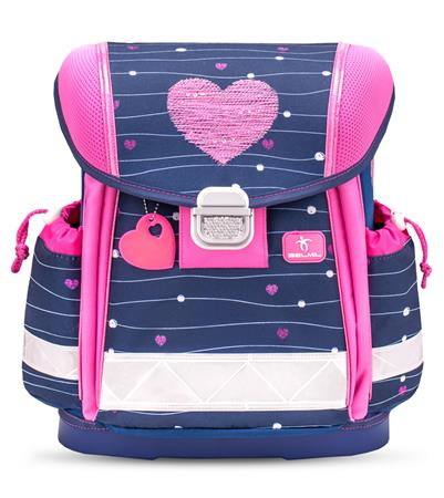 Školská taška, BELMIL "Classy Simple Hearts", ružové srdiečko
