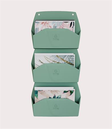 Nástenný organizér, 1 priehradka, ležatý, 38,2x28,9x7,2 cm, EXACOMPTA "Autentik", zelený 2