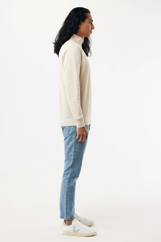 IQONIQ Elgon sveter s krátkym zipsom z recyklovanej bavlny desert M 11