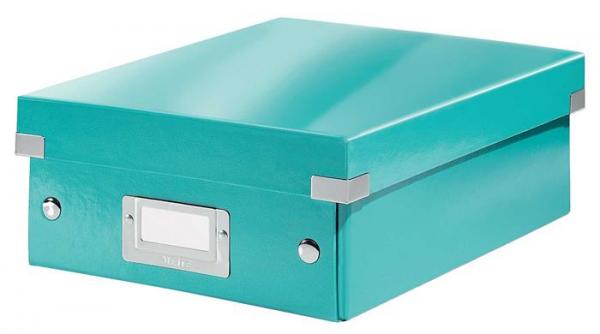 Odkladacia škatuľa, organizačná, laminovaný kartón, veľkosť: S, LEITZ "Click&Store", ľadov