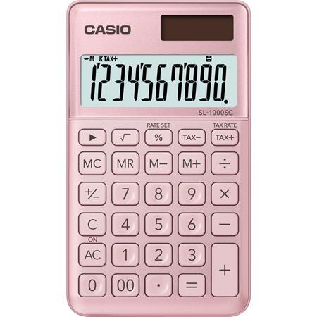Kalkulačka, vrecková, 10-miestny displej, CASIO "SL 1000"svetloružová