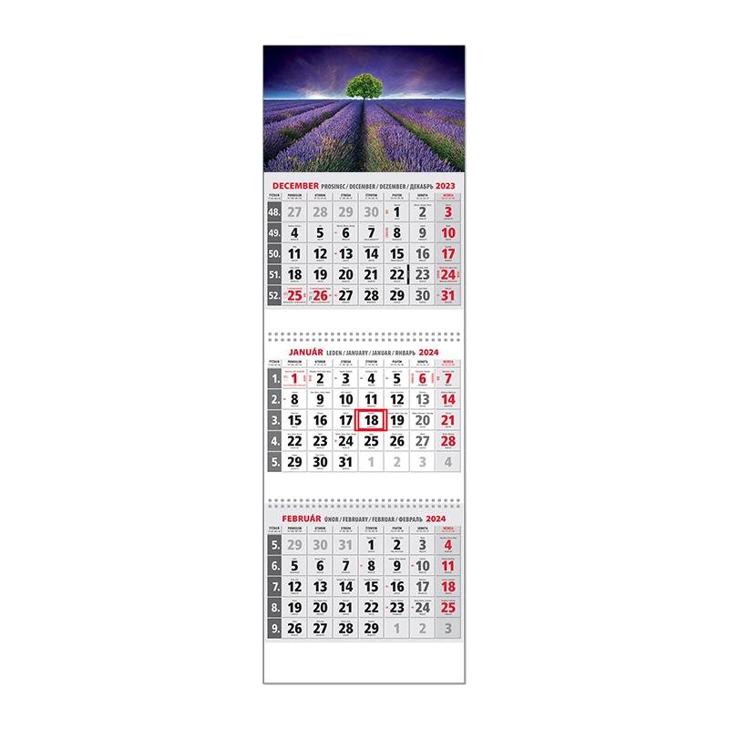 Plánovací kalendár KLASIK 3M sivý 2024  Obrázok C