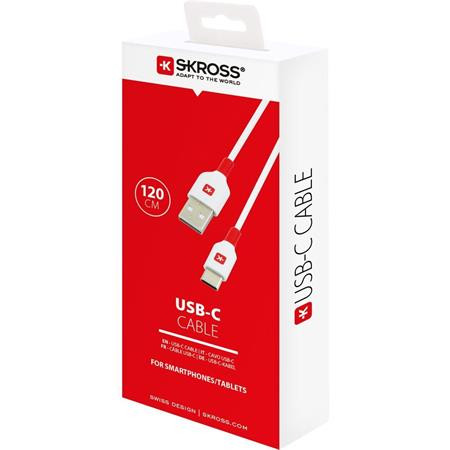 Nabíjací kábel, USB-A/USB-C, 1,2 m, SKROSS, biely 2