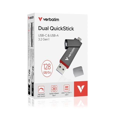 USB kľúč, 128GB, USB-A/C 3.2 Gen1, VERBATIM "Dual QuickStick", čierny 4