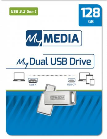 USB kľúč, 128GB, USB 3.2 Gen1+ USB-C, hliníkový kryt, MYMEDIA "Dual" (by VERBATIM) 1