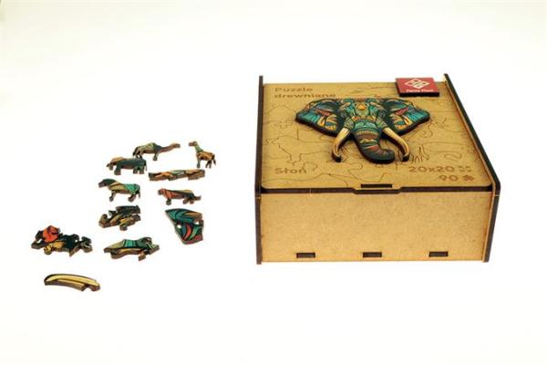Puzzle, drevené, A4, 90 ks, PANTA PLAST "Elephant"