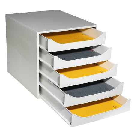 Úložný box na dokumenty, plastový, 5-zásuvkový, EXACOMPTA "Ecobox Office", sivý 5