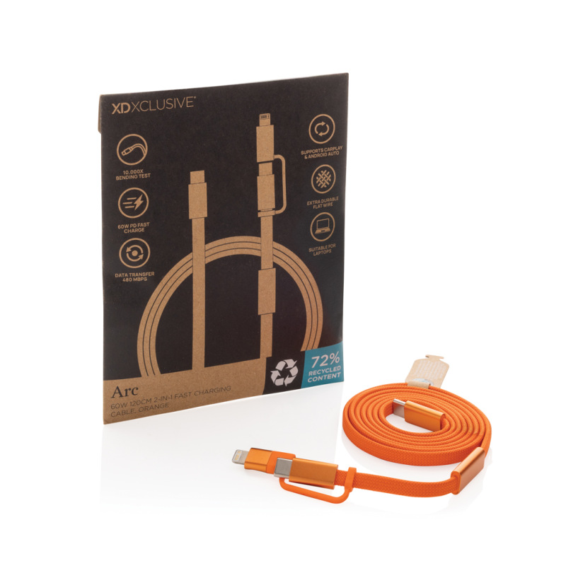 Arc RCS 60W 120 cm 2 v 1 rýchlonabíjací kábel oranžová 6