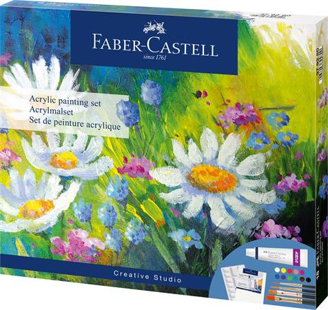 Akrylové farby, sada, s maliarskym plátnom, v tubusoch, FABER-CASTELL "Creative Studio", 1 1