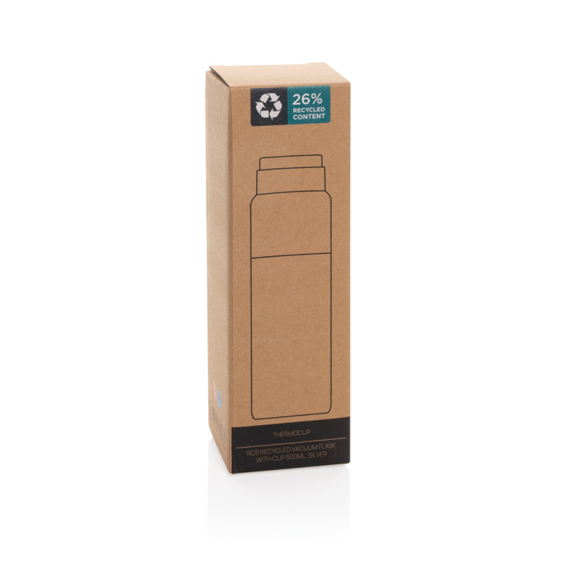 Thermocup RCS termosku z recykl. materiálov s pohárom 500ml strieborná 9