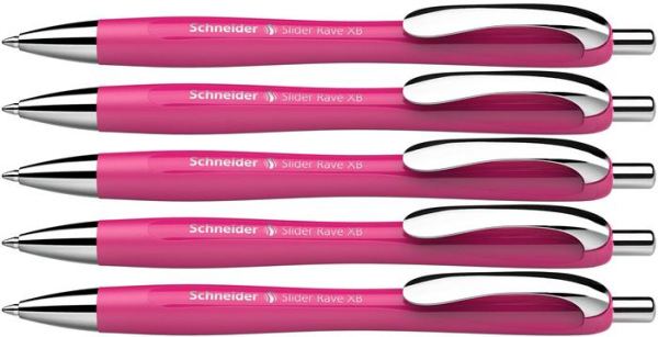 Guľôčkové pero, 0,7 mm, stláčací mechanizmus, SCHNEIDER "Slider Rave XB", magenta 4
