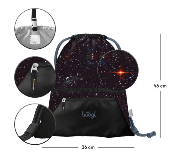 BAAGL Vrecko s priehradkou na zips Pixel Space 2