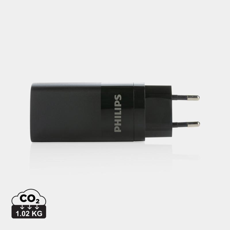 Philips 65W ultra rýchly PD 3-portový USB stenový nabíjačka čierna