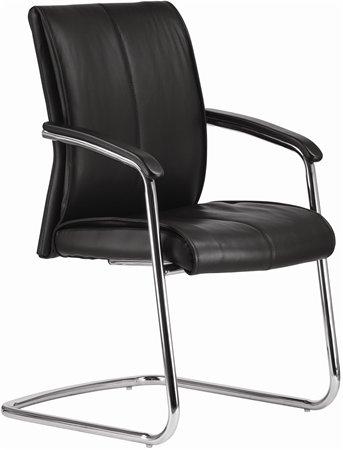 . Konferenčná stolička, kožená, chrómový podstavec "Chicago", čierna