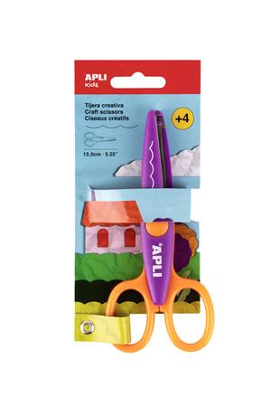 Nožnice, kreatívne, zahnuté, APLI Kids "Curved", fialové-oranžové 1