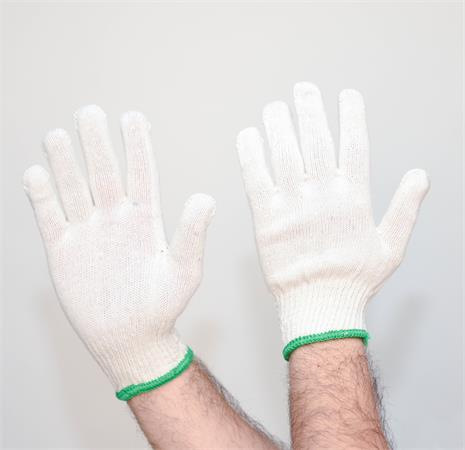 . Bavlnené rukavice, z miešaných vlákien, veľkosť XL, 12 párov, krátky lem, prírodná farba