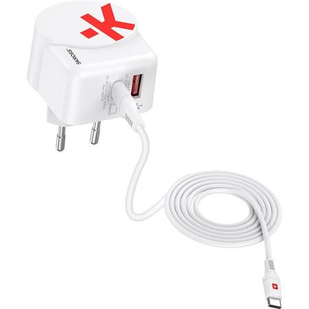 Sieťová nabíjačka, 1xUSB-A, 1xUSB-C, PD, 45W, GaN, USB-C kábel, SKROSS 4
