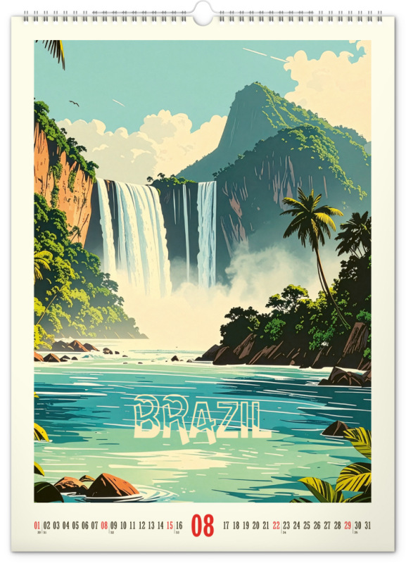 NOTIQUE Nástenný kalendár Vintage plagáty – ďaleké kraje 2027, 33 x 46 cm 8
